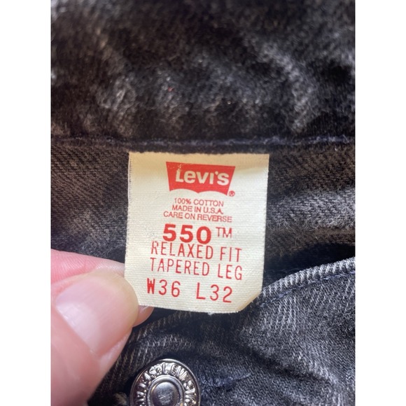 Vintage Levis 550 Jeans Mens 36x32 (32x30 Actual) Black Taper Leg Y2K ORANGE TAB - Picture 8 of 13